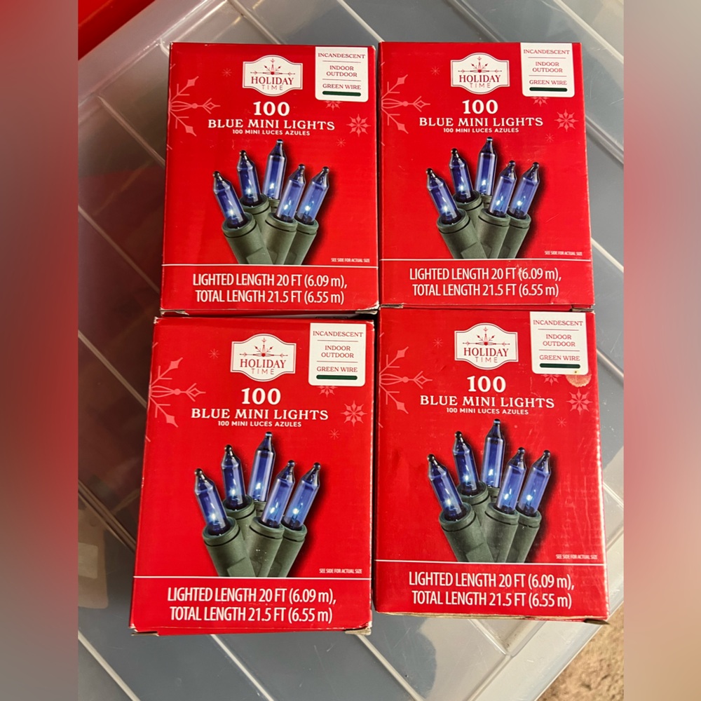 Blue Christmas decorations 
Indoors/outdoor